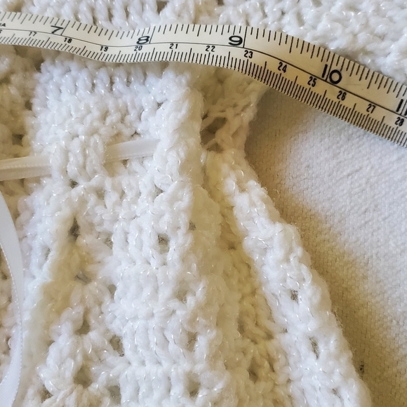 Crocheted White Christening Baby Long Gown with Buttons & Hand Edge Embroidered - Picture 5 of 7
